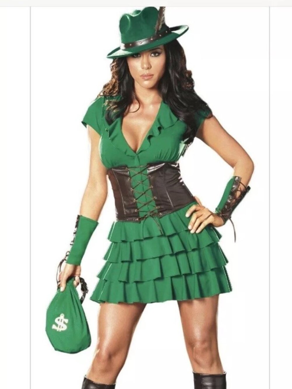 6PC DREAM GIRLS "ROBYN DA HOOD" SEXY HALLOWEEN COSTUME SIZE LARGE